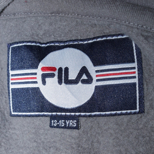 FILA Boys Grey Pullover Hoodie 13-15 Years Polyester Cotton Blend