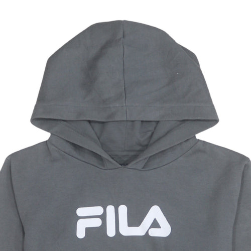 FILA Boys Grey Pullover Hoodie 13-15 Years Polyester Cotton Blend