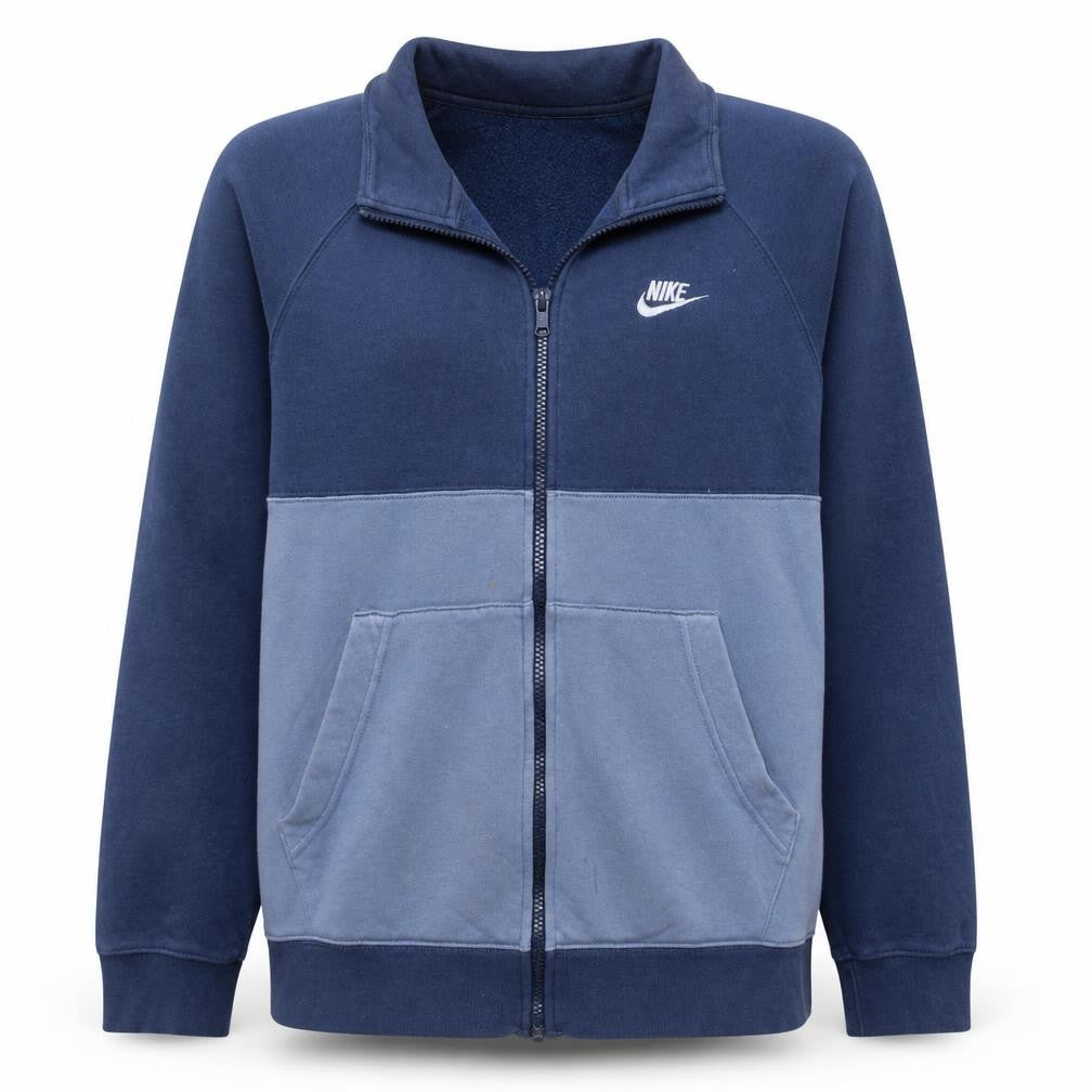 Front view of Nike Men's Blue Full Zip Sweatshirt S Fleece Cotton Blend