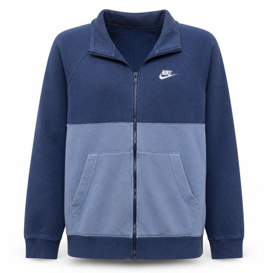 Front view of Nike Men's Blue Full Zip Sweatshirt S Fleece Cotton Blend