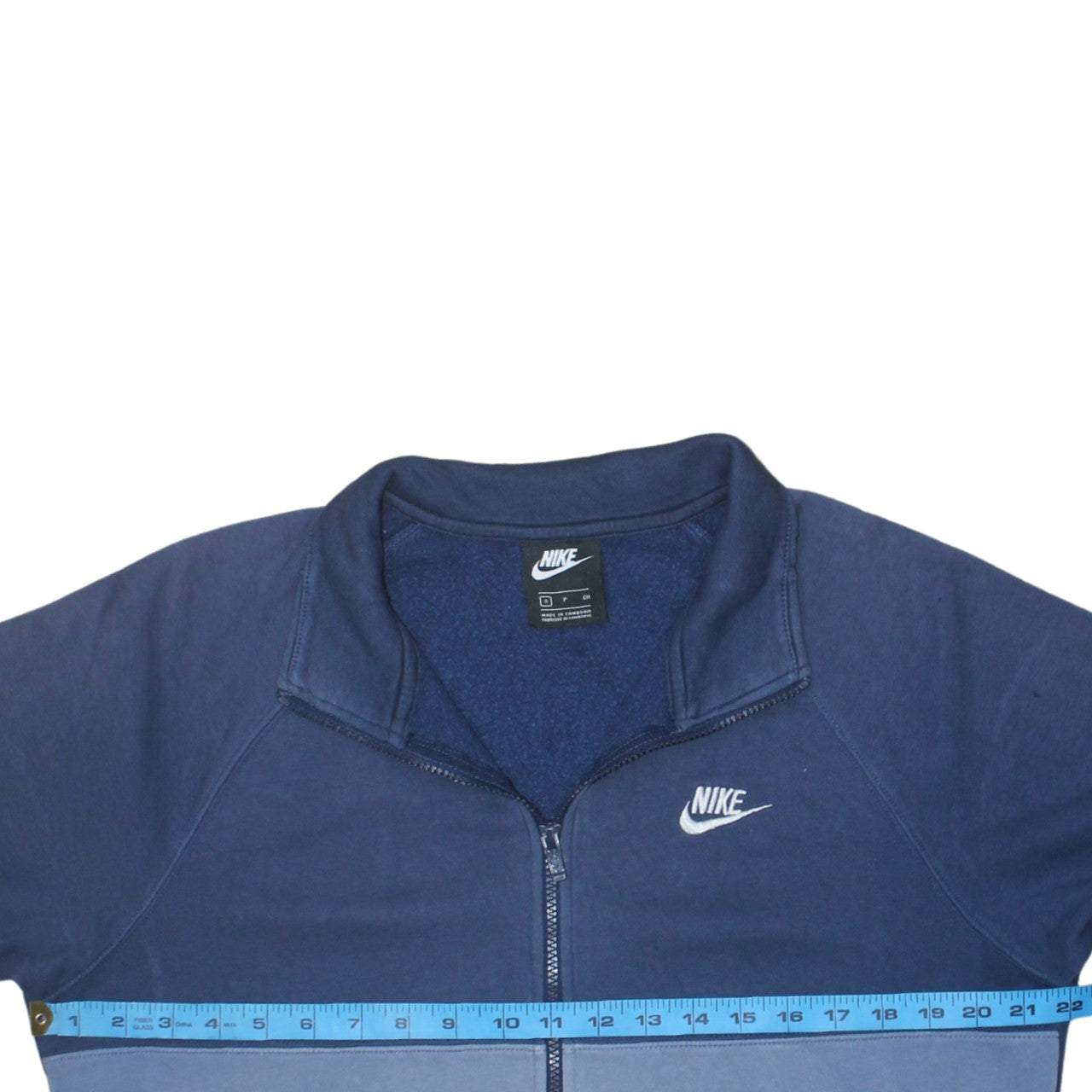 Nike Men's Blue Full Zip Sweatshirt S Fleece Cotton Blend