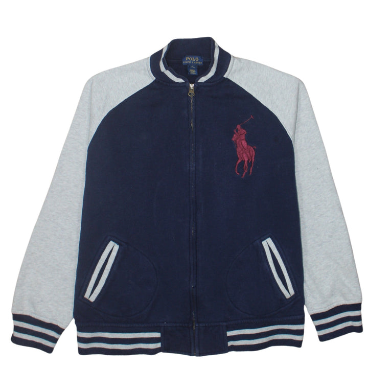Ralph Lauren Boys Blue & Grey Full Zip Sweatshirt L Embroidered Logo