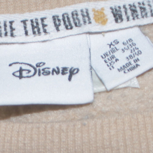 Disney Women Beige Winnie the Pooh Pullover Sweatshirt XS