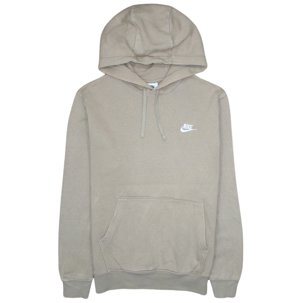 Nike Men Beige Pullover Hoodie Small Regular Fit Fleece Sweatshirt