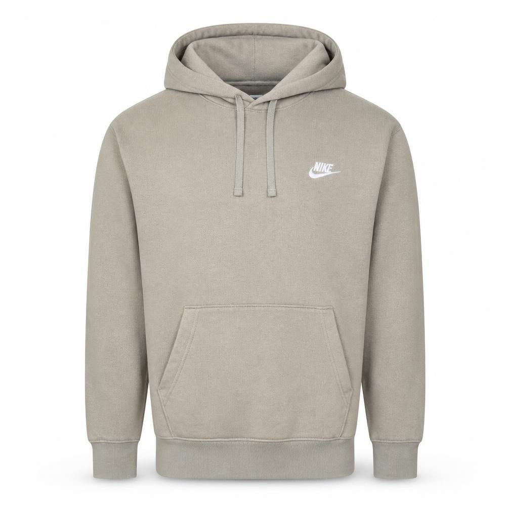 Front view of Nike Men Beige Pullover Hoodie Small Regular Fit Fleece Sweatshirt