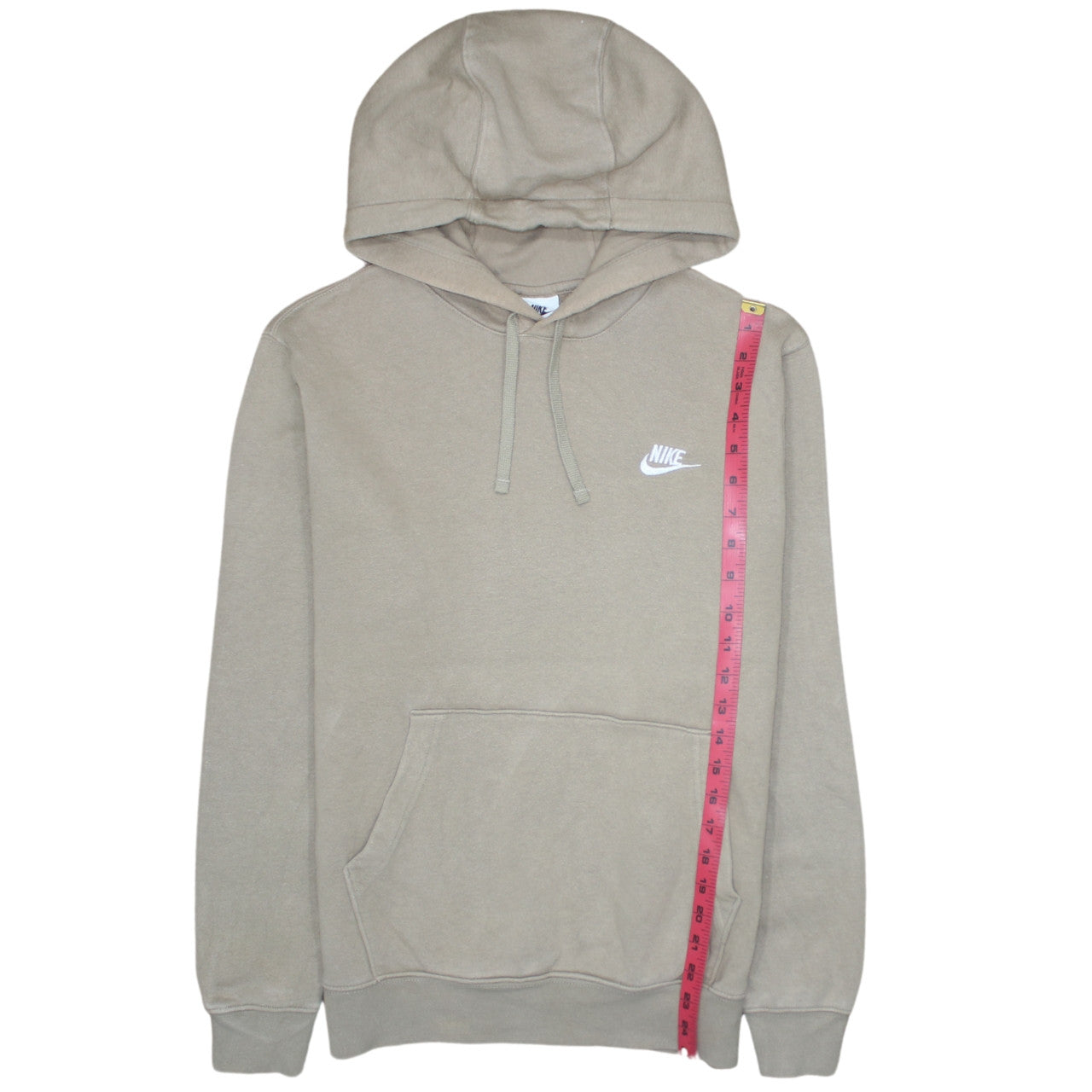 Nike Men Beige Pullover Hoodie Small Regular Fit Fleece Sweatshirt