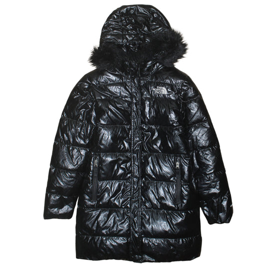 The North Face Girls Black Hooded Puffer Coat L Long Insulated Winter Jacket