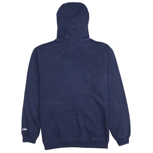 FILA Men's Blue Pullover Hoodie Small Logo Sportswear Sweatshirt
