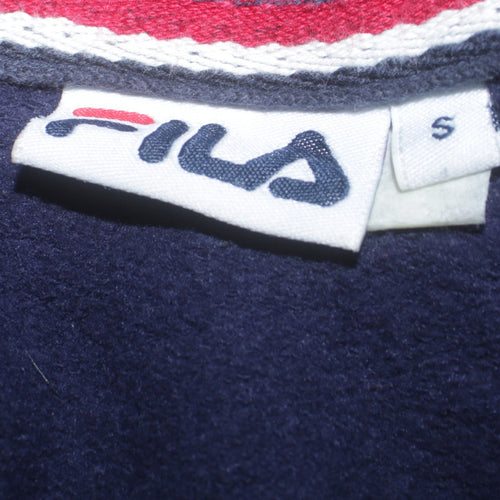FILA Men's Blue Pullover Hoodie Small Logo Sportswear Sweatshirt