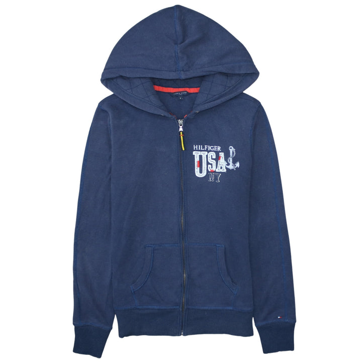 Tommy Hilfiger Men's Blue Full Zip Hoodie M USA Graphic Sweatshirt
