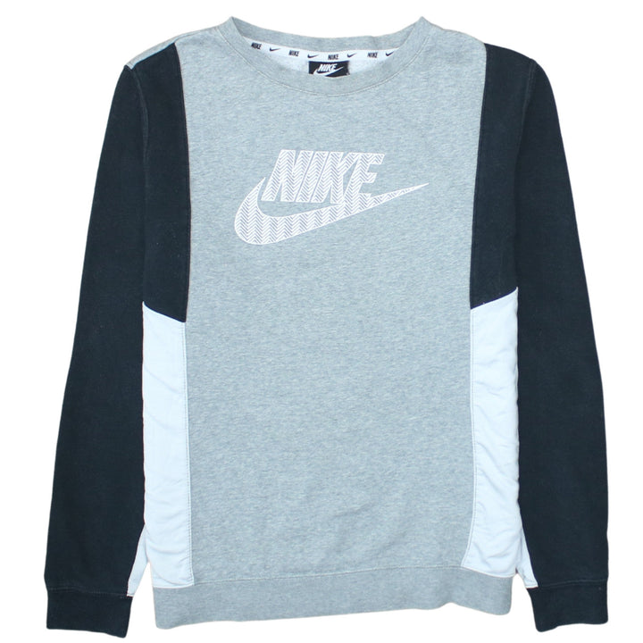 Nike Boys Grey XL Colourblock Crew Neck Pullover Sweatshirt