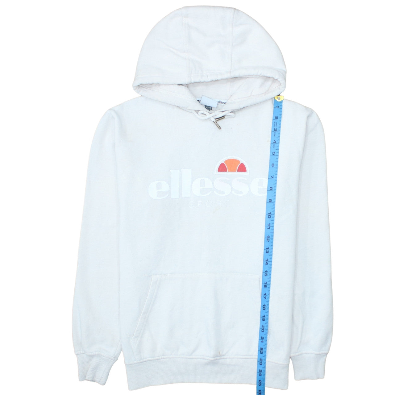 Ellesse Women's White Pullover Hoodie UK 12 Logo Print Cotton Blend