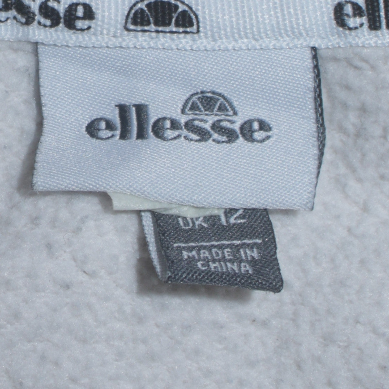 Ellesse Women's White Pullover Hoodie UK 12 Logo Print Cotton Blend