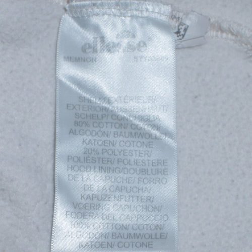 Ellesse Women's White Pullover Hoodie UK 12 Logo Print Cotton Blend