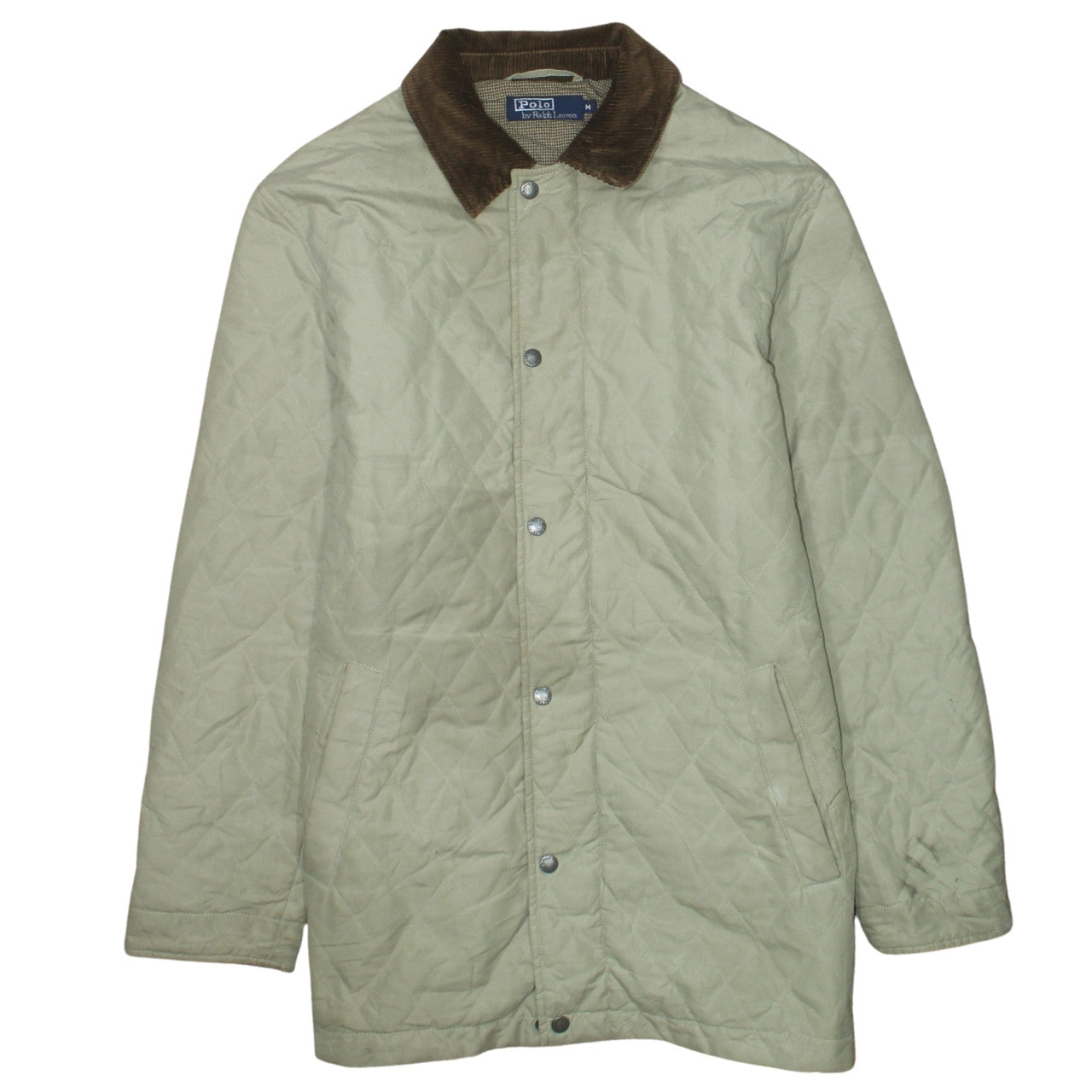 Polo Ralph Lauren Men's Beige Quilted Jacket M Brown Collar Classic Style