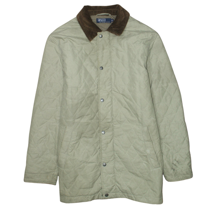 Polo Ralph Lauren Men's Beige Quilted Jacket M Brown Collar Classic Style
