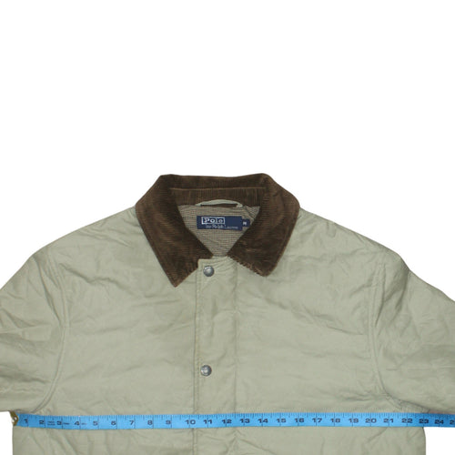 Polo Ralph Lauren Men's Beige Quilted Jacket M Brown Collar Classic Style