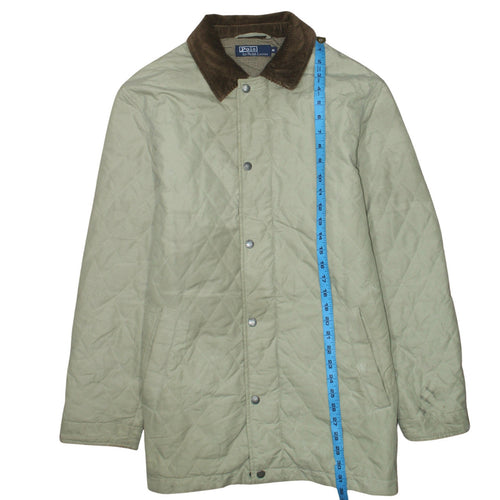 Polo Ralph Lauren Men's Beige Quilted Jacket M Brown Collar Classic Style