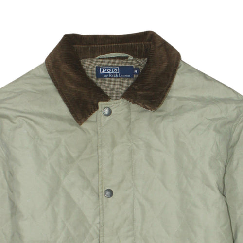 Polo Ralph Lauren Men's Beige Quilted Jacket M Brown Collar Classic Style
