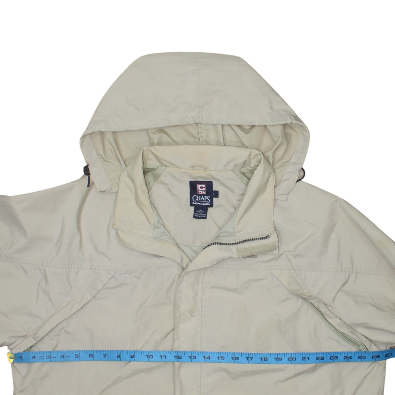 Chaps Ralph Lauren Men's Beige L Hooded Parka Jacket Nylon Lined