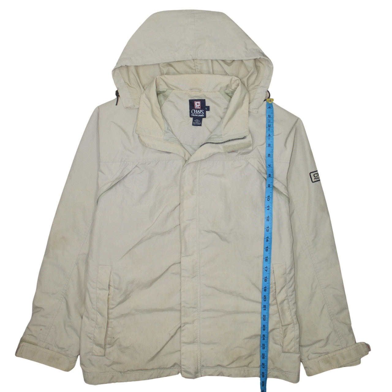 Chaps Ralph Lauren Men's Beige L Hooded Parka Jacket Nylon Lined