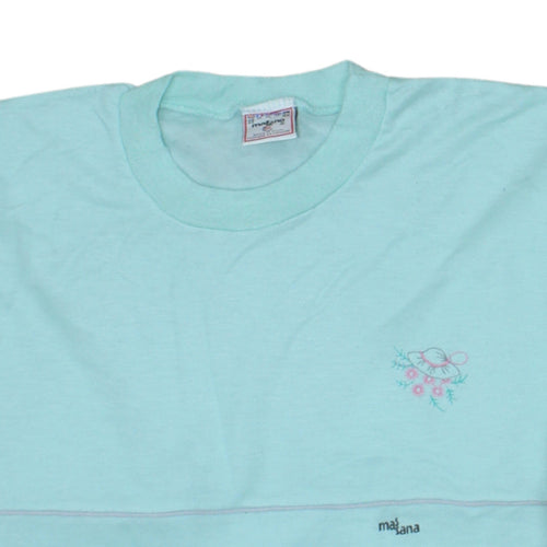 Mañana Women’s Blue Long Sleeve Cotton T-Shirt Size 14