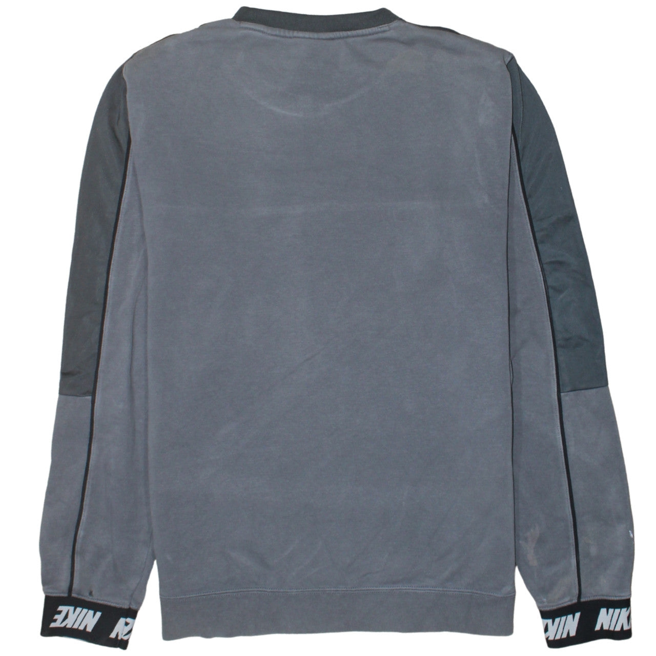 Nike Men's Grey Crew Neck Sweatshirt Small Logo Print Cotton Blend
