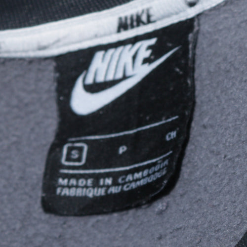 Nike Men's Grey Crew Neck Sweatshirt Small Logo Print Cotton Blend