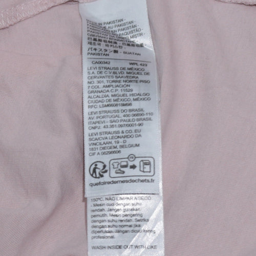 Levi's Womens Pink Logo Basic Crew Neck Cotton T-Shirt XS
