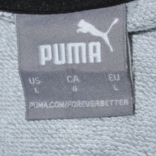 Puma Mens Grey Pullover Hoodie L Sports Logo Sweatshirt