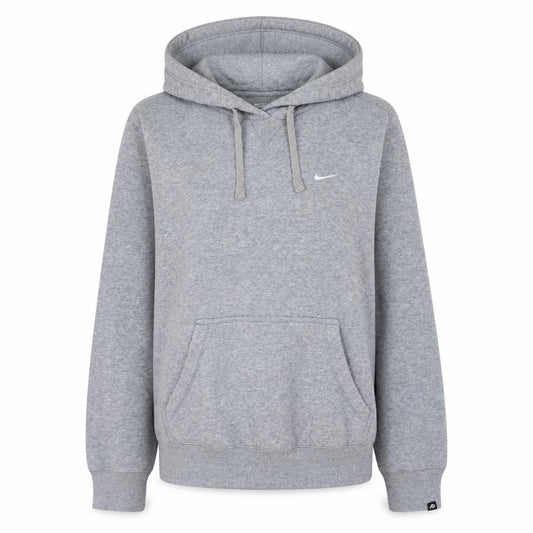 Front view of Nike Women's Grey Pullover Hoodie, size L, Cotton Blend Fleece