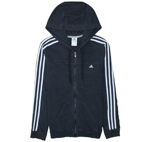 Adidas Women Black Full Zip Hoodie M 12-14 Hooded Sportswear
