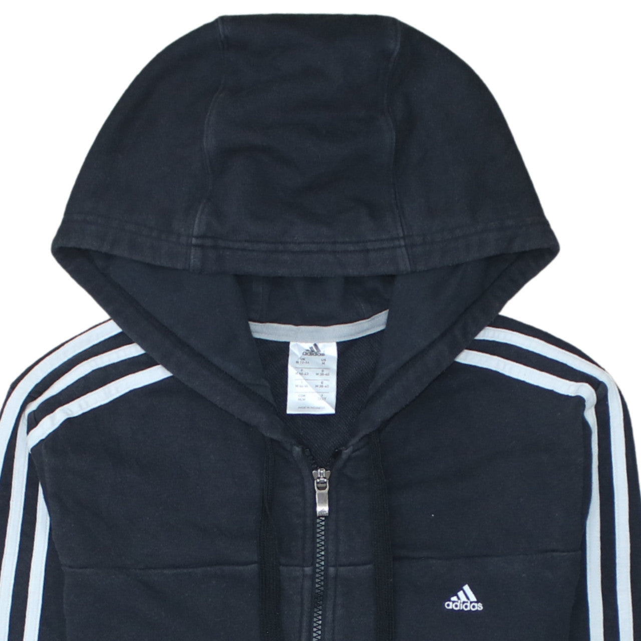 Adidas Women Black Full Zip Hoodie M 12-14 Hooded Sportswear
