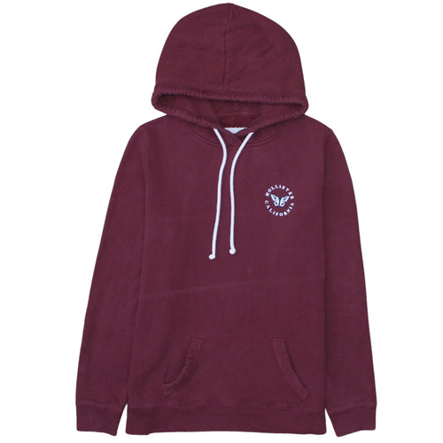 Hollister Women Burgundy Pullover Hoodie L Cotton Blend Butterfly Print