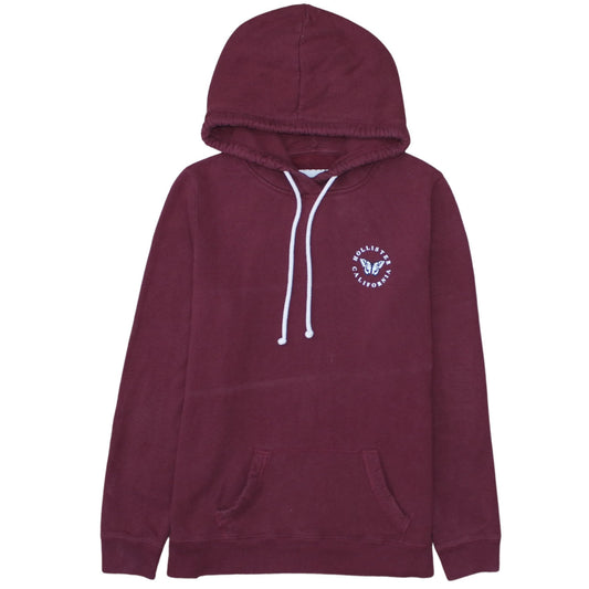 Hollister Women Burgundy Pullover Hoodie L Cotton Blend Butterfly Print
