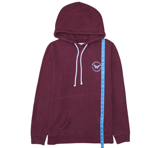 Hollister Women Burgundy Pullover Hoodie L Cotton Blend Butterfly Print