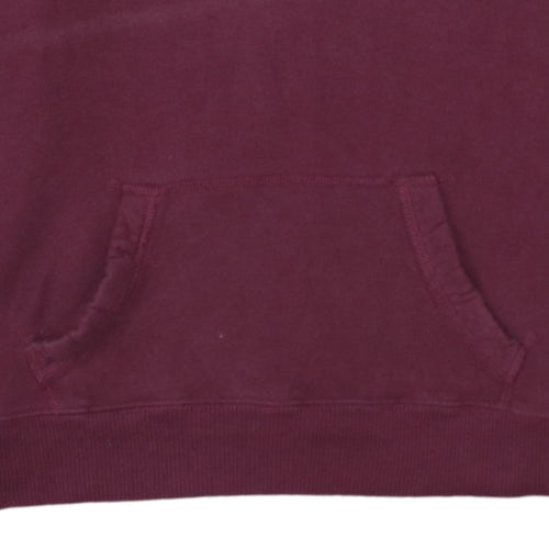Hollister Women Burgundy Pullover Hoodie L Cotton Blend Butterfly Print