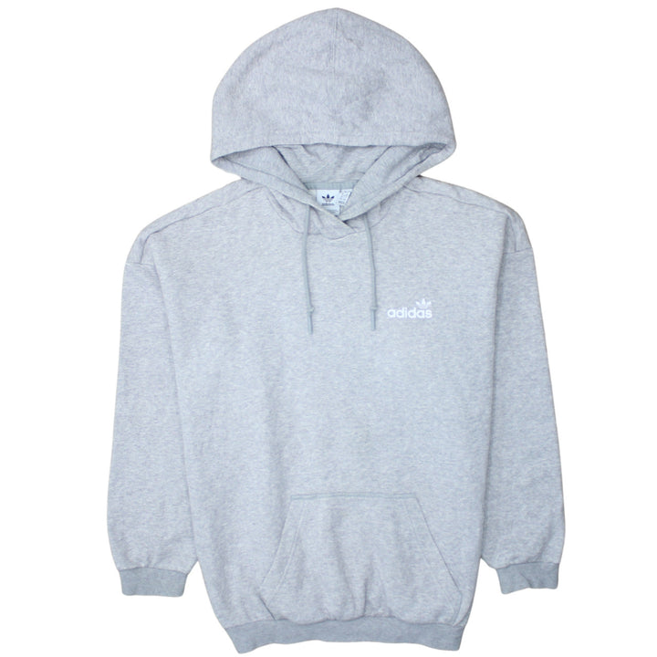 Adidas Womens Grey Pullover Hoodie Small Logo Cotton Blend Casual