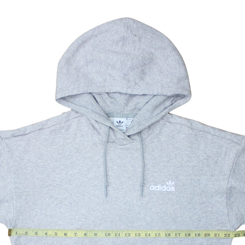 Adidas Womens Grey Pullover Hoodie Small Logo Cotton Blend Casual