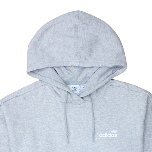 Adidas Womens Grey Pullover Hoodie Small Logo Cotton Blend Casual