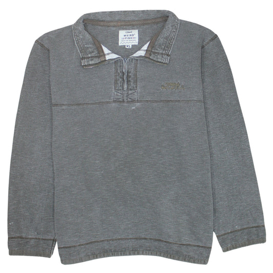 Weird Fish Men’s Grey XL Henley 1/4 Zip Cotton Sweatshirt
