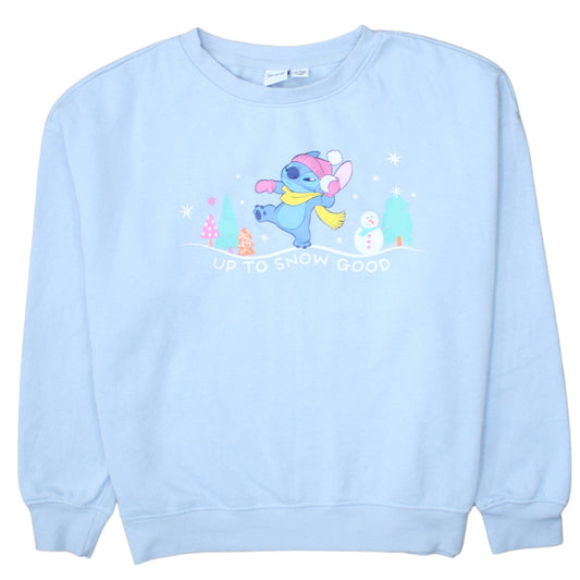 Disney Primark Women Blue Stitch Christmas Sweatshirt M 12/14