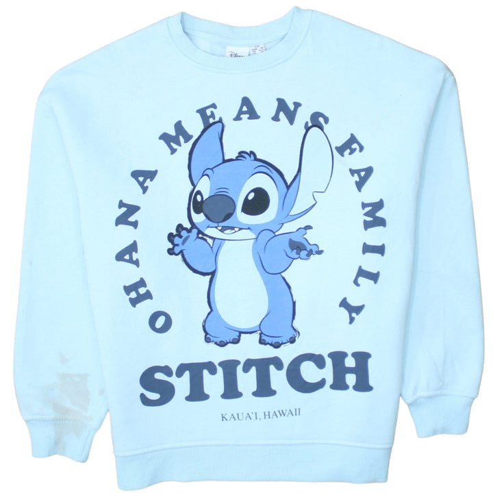 Disney Women Blue Stitch Sweatshirt 2XS Ohana Means Family Pullover