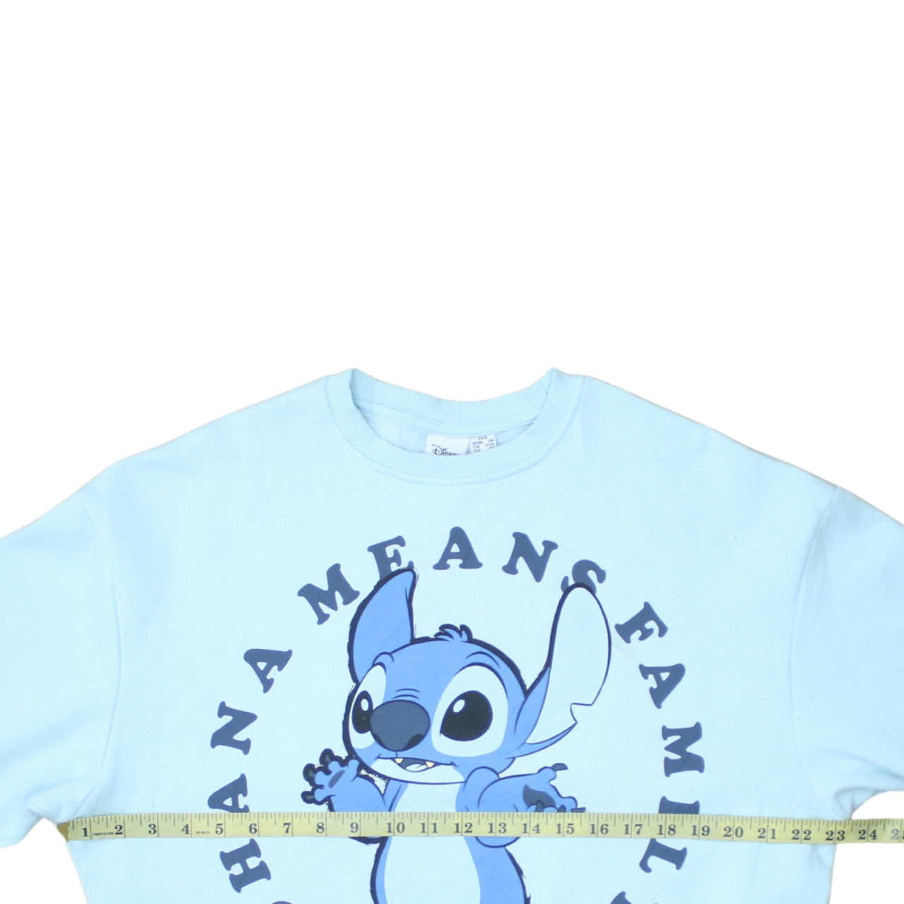 Disney Women Blue Stitch Sweatshirt 2XS Ohana Means Family Pullover
