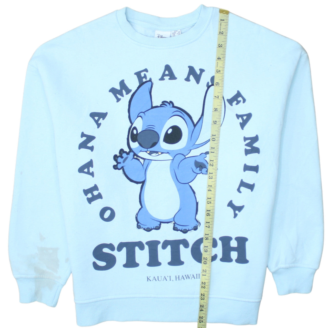 Disney Women Blue Stitch Sweatshirt 2XS Ohana Means Family Pullover