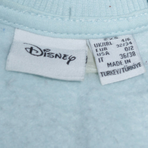 Disney Women Blue Stitch Sweatshirt 2XS Ohana Means Family Pullover