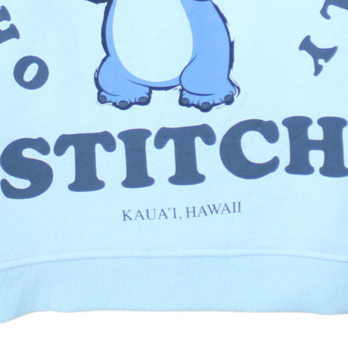 Disney Women Blue Stitch Sweatshirt 2XS Ohana Means Family Pullover