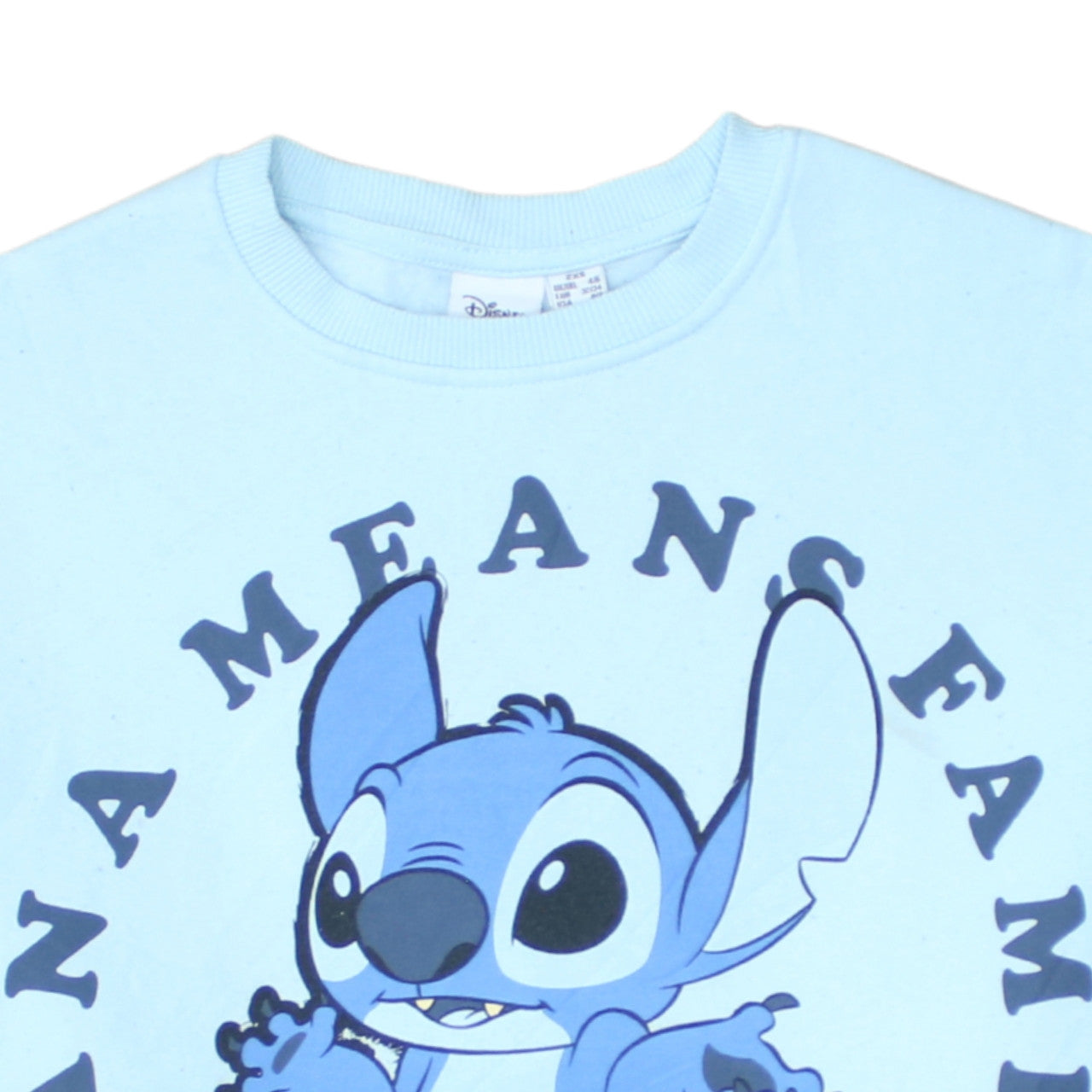 Disney Women Blue Stitch Sweatshirt 2XS Ohana Means Family Pullover