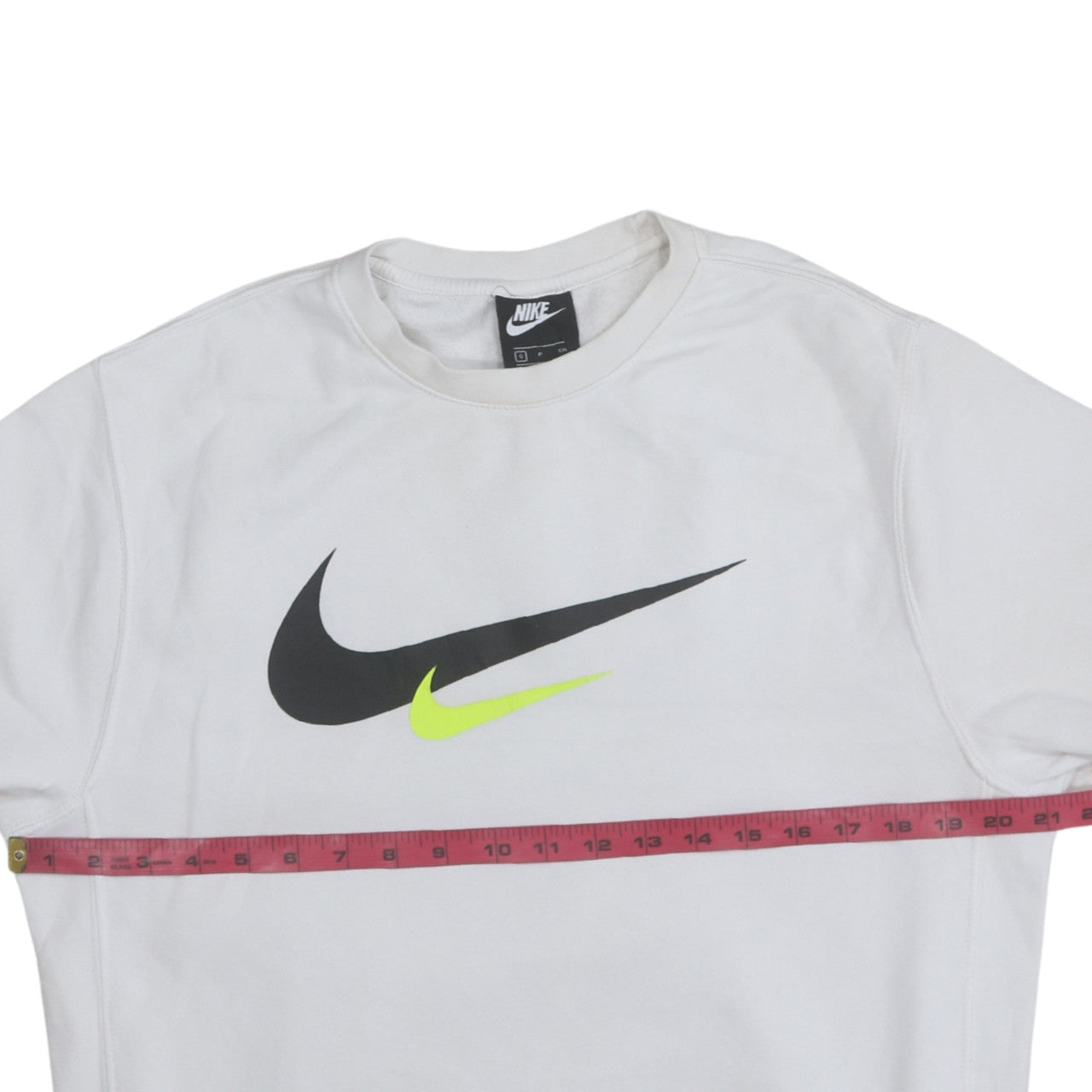 Nike Men's White Small Logo Pullover Sweatshirt Crew Neck
