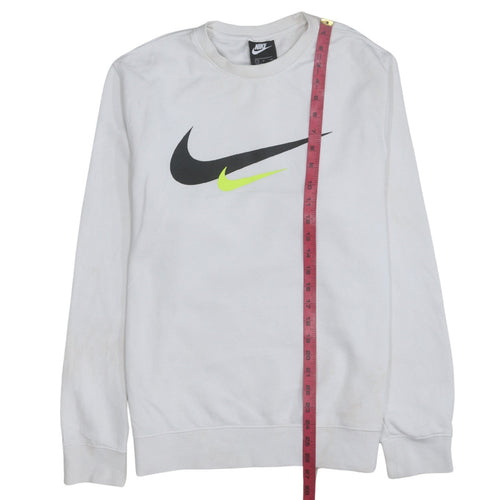 Nike Men's White Small Logo Pullover Sweatshirt Crew Neck